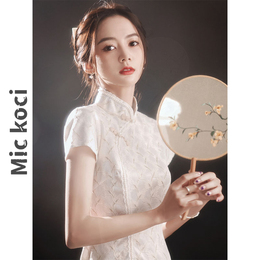 Mic Koci2022 Years Summer New Lace Improved Temperament Short Qipao Fresh Retro Teenage Girl Dress