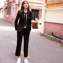 GROS SNIDEL star spring and autumn fashion blazer womens pants black slim professional suit two-piece set