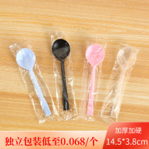 Disposable spoon individually packaged take-out spoon plastic cake dessert spoon fruit scathing grass long handle spoon