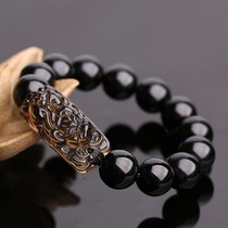New natural ice-seeded obsidian bracelet male and female couple-type crystal transshipment string