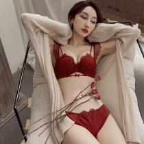 This life year underwear set womens small chest gathered sexy bra without steel ring adjustment anti-sagging breast bra