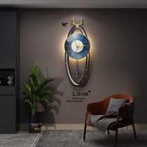 Personality fashion bedroom living room wall clock Simple modern Nordic light luxury watch creative atmosphere wall-mounted clock light