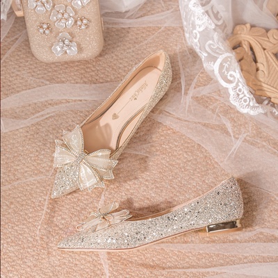 taobao agent Wedding shoes, footwear, suhe traditional wedding dress, small princess costume for bride, french style, for pregnant woman, restless legs relief