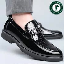  Woodpecker 2021 summer new British leather business formal casual leather shoes bright leather mens one-legged trendy shoes