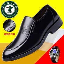  Woodpecker leather mens leather shoes Business formal soft-soled non-slip middle-aged and elderly father shoes plus velvet casual mens shoes
