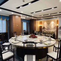 Hotel Electric Dining Table Large Round Table Marble Hotpot Table Hotel Bag Compartment 14 People 16 Automatic Swivel Large Dining Table