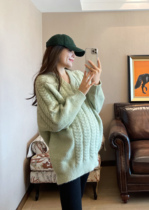 Pipepeipei maternity dress coarse knitted warm and thick sweater top autumn dress high pregnant coat outside winter