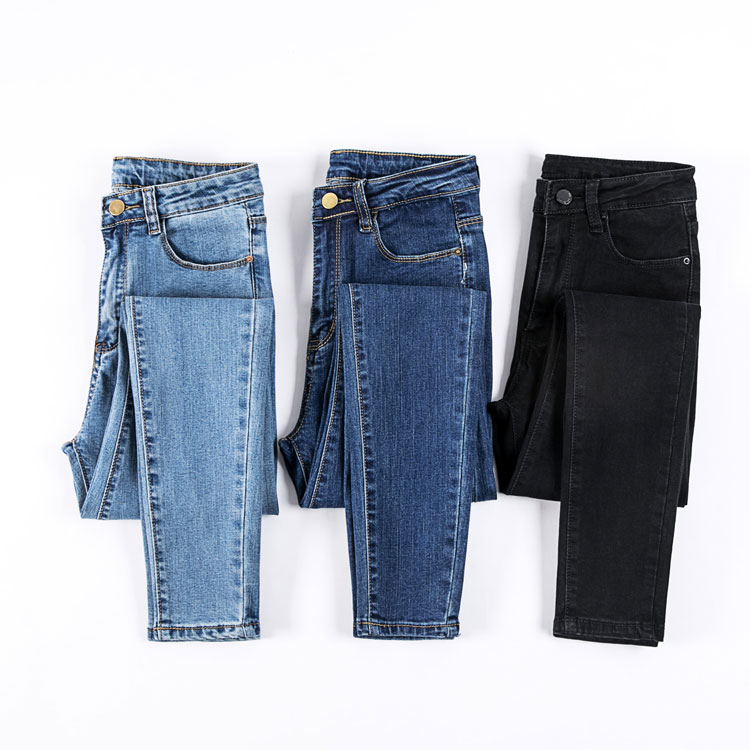 Shopping mall withdrawal, foreign trade tail goods clearance, women's autumn high waisted jeans, elastic slim fitting small foot pencil pants, women