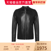 DAVIDNAMAN men's black leather collar short jacket new year gift