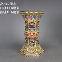  Qing Qianlong painted gold Enamel colorful Wanhua Hexagonal flower vase Home decoration Antique craft porcelain Antique antique collection