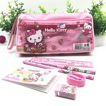Childrens cartoon stationery set Creative primary school pencil case stationery large capacity pencil case Stationery gift box set