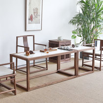 New Chinese style solid wood tea table modern minimalist tea table combination North American black walnut stone Zen furniture
