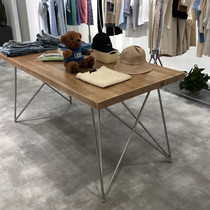 Nordic clothing store display table Simple solid wood table Home desk white water table display table wrought iron