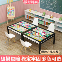 Kindergarten Class Table And Chairs Suit Fine Art Table Painting Table Children Painting Room Table And Chairs Handmade Drawing Tutoring Class Training Table