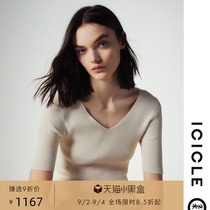 (Blogger same model) (seamless knit) ICICLE of the grass womens spring and summer new ultra-fine cotton knit sweater