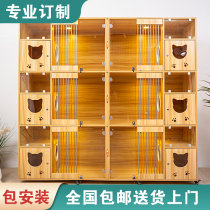 Morgan cat cage Pet cabinet custom solid wood multi-layer board Cat nest Villa cat house Delivery room display cabinet Cat foster cabinet