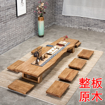 Japanese tatami tea table solid wood tea table Zen low table tea table table and chairs sitting on the floor table floating window Kang table