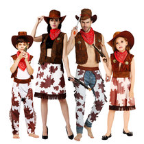 Halloween costume cosplay masquerade children show adult Western denim costume stage parent-child costume