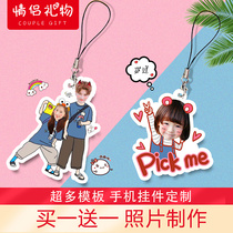 Mobile phone chain custom photo diy cartoon men and women cute pendant ins Net red schoolbag U disk custom couple pendant