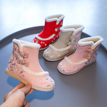 New girls embroidered shoes old Beijing Children Baby cloth shoes dance princess shoes ancient style national style Hanfu shoes