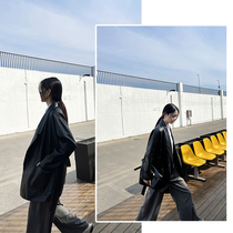 Waist wear thin high quality jin sheep skin retro barge loose temperament leather coat P02537