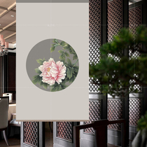 Modern Chinese style partition hanging cloth curtain screen living room entrance semi-transparent hanging screen roller curtain-Yu Li Chunfeng