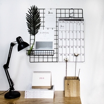 Qi Yan home bedroom decoration storage can be hung grid photo wall frosted black and white mesh