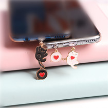 Cute kitty Bubble Hearts Universal Mobile Phone Headphone Hole Anti-Dust Plug Charging Port Choke Plug Male Girl Couple Pendant