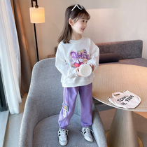 Girl Weaters Suit Spring Dress 2022 New Nets Red Girl Sportswear Children Foreign Air Blouse Pants Two Sets