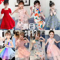 4 childrens summer girls dress 5 short sleeves 7 middle and big children 9 Summer girls cheongsam Hanfu princess skirt 11 years old