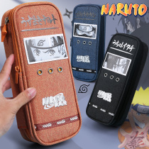 Able Firework Ninja Pen Bag Large Capacity Canvas Cartoon Cartoon Multiple Layers Lead Pencil Case Boy Multifunction Stationery Cashier Bag Elementary School Students Junior High School Students Creative Hand Pencil Case 2021 new