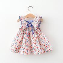 Girls suspender dress 2021 new childrens summer dress female baby foreign style floral princess dress little girl dress