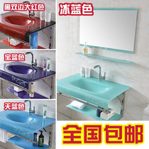 Toilet hanging wall style washbasin tempered glass washbasin stainless steel bracket washstand Table Bath Room Cabinet Combination