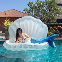 ins wifes travel with net red inflatable water swimming equipment pearl shell floating row mermaid swimming ring