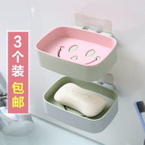 2-pack Smiley face hole-free soap rack Bathroom drain soap box Bathroom soap rack Wall-mounted shelf