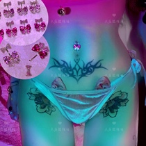 Big ass hot girl double heart navel nail navel ring love bow navel nail 925 sterling silver puncture navel ring jewelry