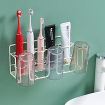 Simple washroom electric toothbrush rack free of punch mouthwash cup wall-mounted dental cylinder drain containing shelf suit