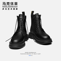 Marc Wafi Martin boots mens shoes high winter leather boots mens tide leather boots plus velvet warm cotton shoes men
