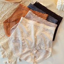 High waist panties women lace belly cotton large size fat mm summer thin section comfortable cotton crotch antibacterial breathable women