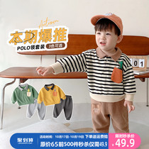 Baby set spring and autumn baby Autumn children 2021 new foreign style two-piece boy childrens clothing polo collar clothes
