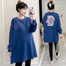 Pregnant womens autumn wear new Korean version of the long clothes sleeve top casual loose thin base shirt coat tide