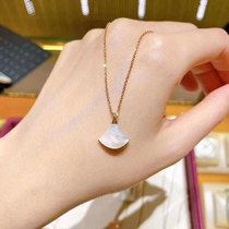 18K rose gold small skirt fan necklace female simple light luxury small Red chalcedony choker does not fade