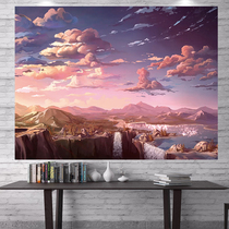 Sunset landscape background cloth ins hanging cloth wall cloth bedroom bedside decoration rental house change personality simple tapestry