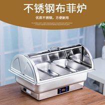 Buffet Holding Furnace Visible Transparent Flip Buffy Furnace Electric Heating Stainless Steel Touch Sensing Digital Breakfast Furnace