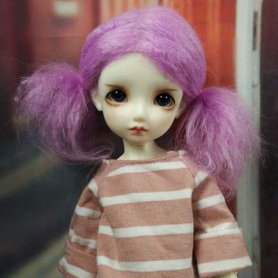 taobao agent [New product innovation low prices] BJD hair purple mid -length long hair doll wig wigs can be customized