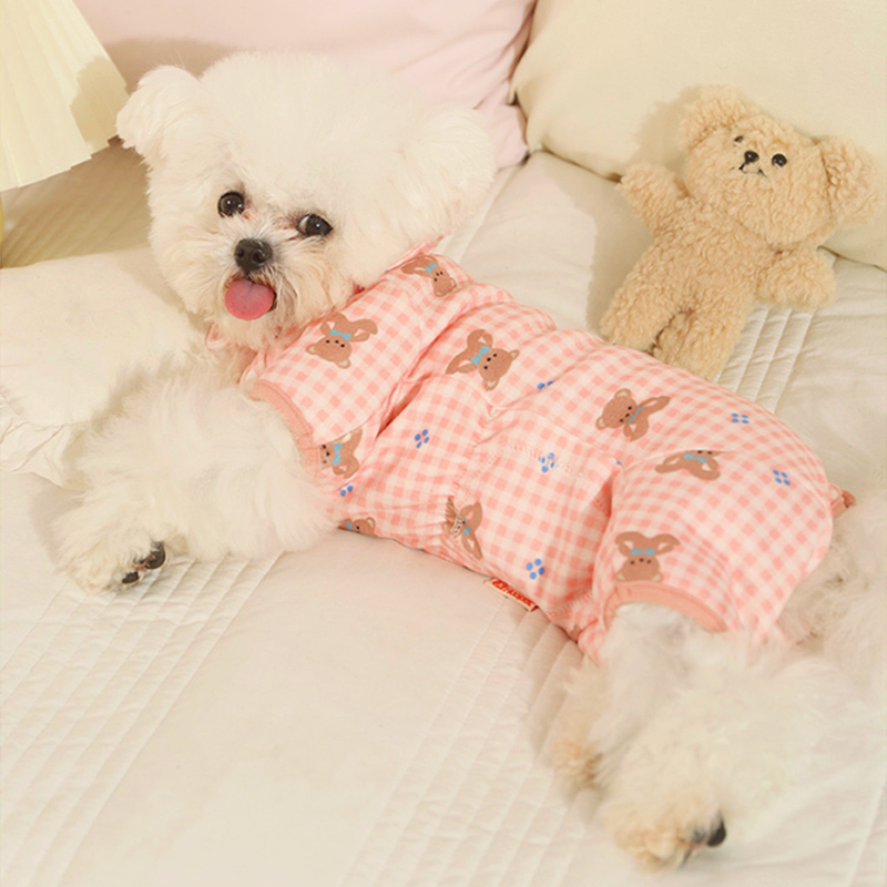 Dog Clothes Autumn Teddy Bears Small and Medium Dog Pet Bag Belly Clothes Spring and Autumn Clothing Four legged Pajamas Belly Protection