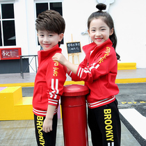 Kindergarten garden clothes spring and autumn clothes pure cotton childrens class clothes teacher primary school school uniform three-piece red school uniform customization