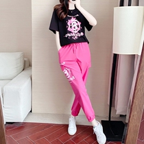 Sandro Mocolonis new fashion loosens slim two-piece Temperament Short Sleeve Casual Sports Suit Woman