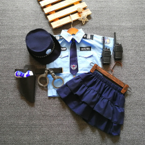 Girls electric toy gun suit small police small traffic police clothes short skirt Kindergarten performance 61 cosplay