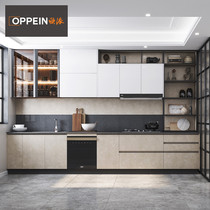 Opai kitchen cabinet custom Linhai solid wood whole kitchen cabinet quartz stone countertop modern simple kitchen cabinet